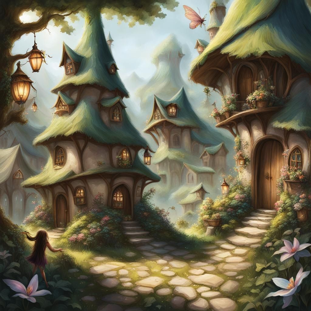 a fairy in a fairies village 2 AI Generated Artwork NightCafe Creator