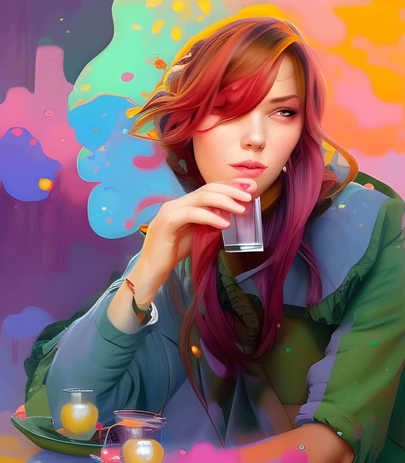 girl drinking. - AI Generated Artwork - NightCafe Creator