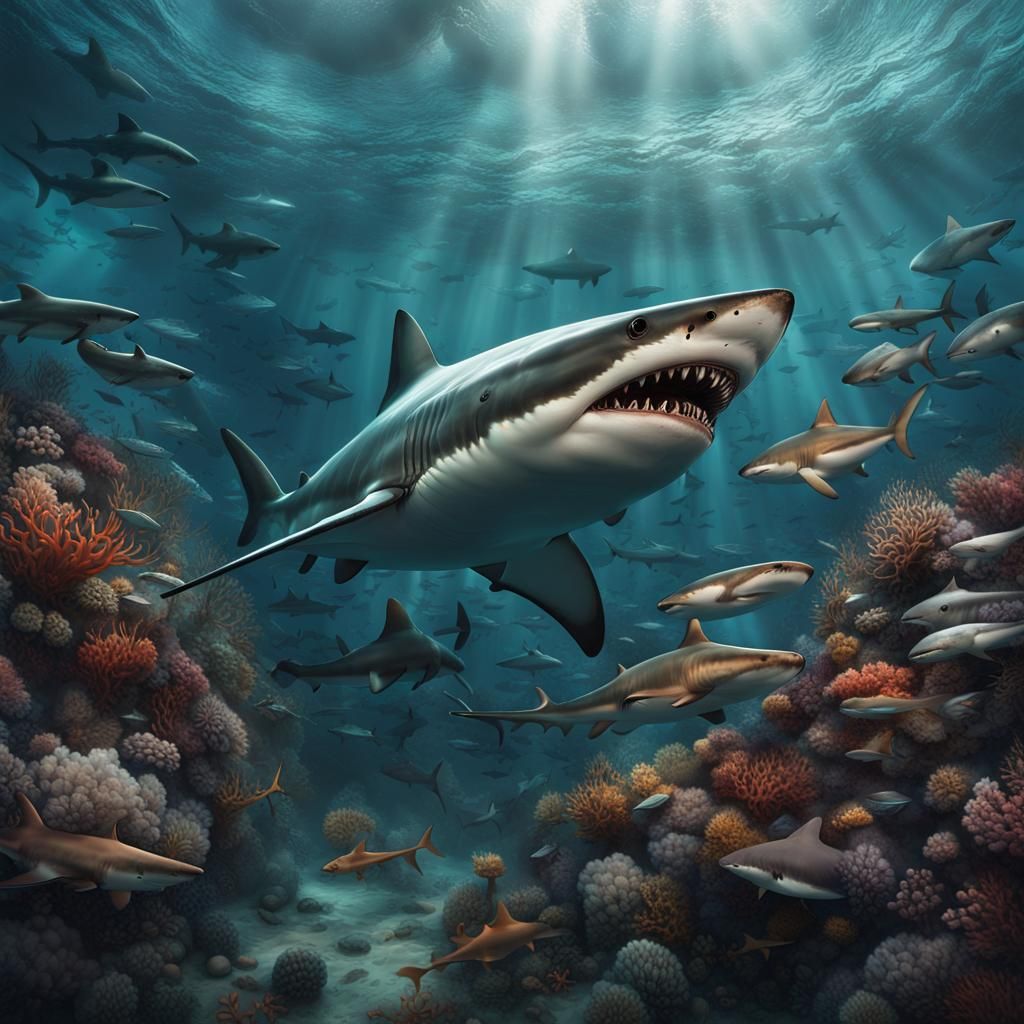 Sharks - AI Generated Artwork - NightCafe Creator