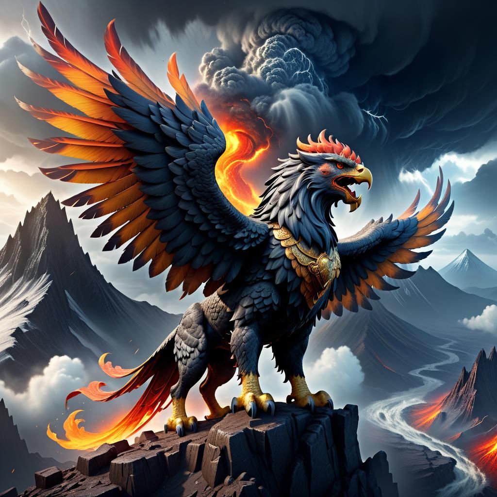 Mythical Realms : Majestic Griffin  by @nishinishand