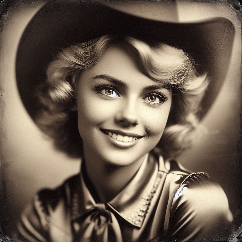 "Pretty Cowgirl" Black and White 2