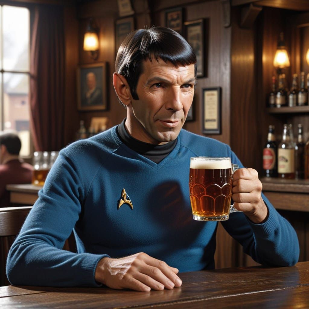 Spock Enjoys Ale in Quaint Pub Scene