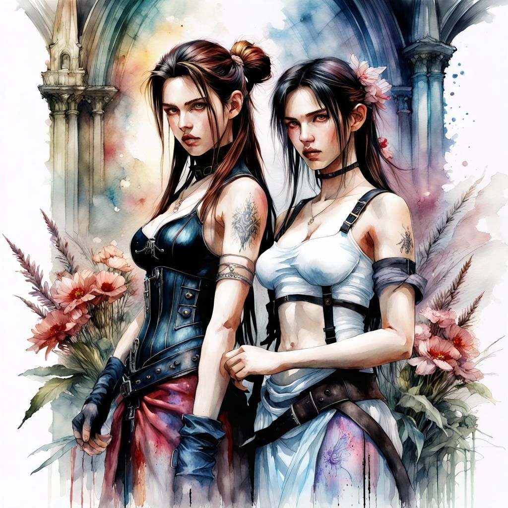  Aerith and Tifa  by @Duke35