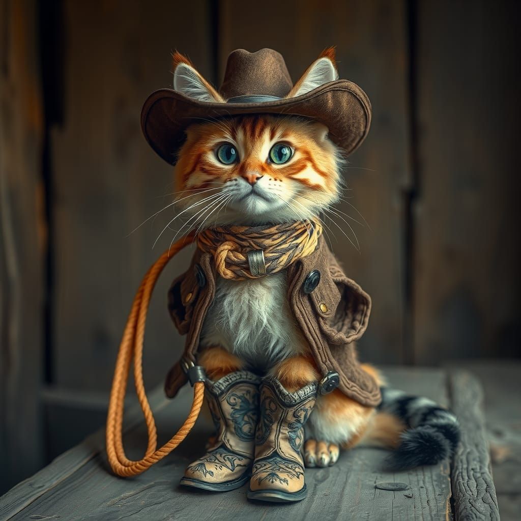 Cowboy Cat in the Wild West: Digital Art