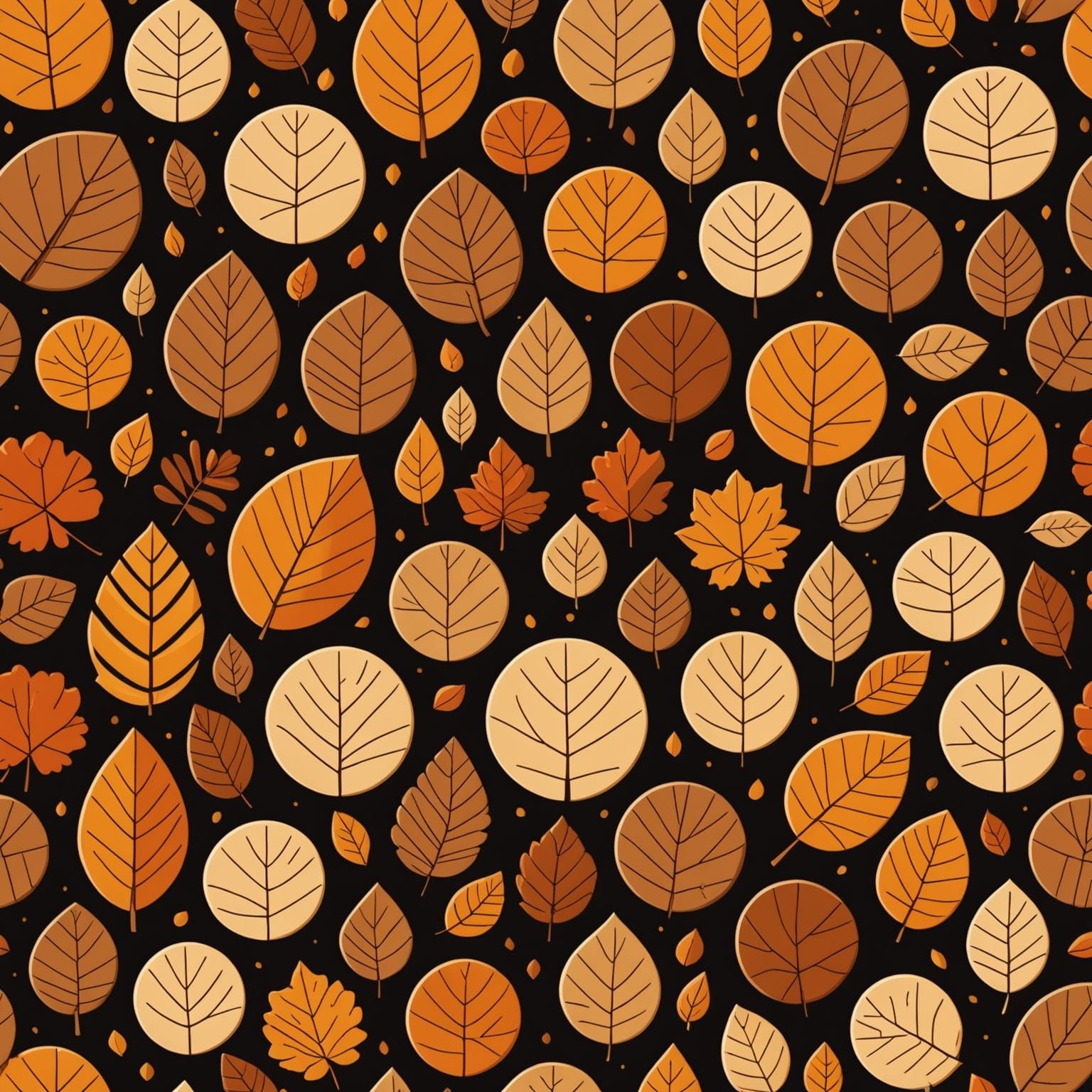 Abstract Geometric Autumn Scene in Warm Colors