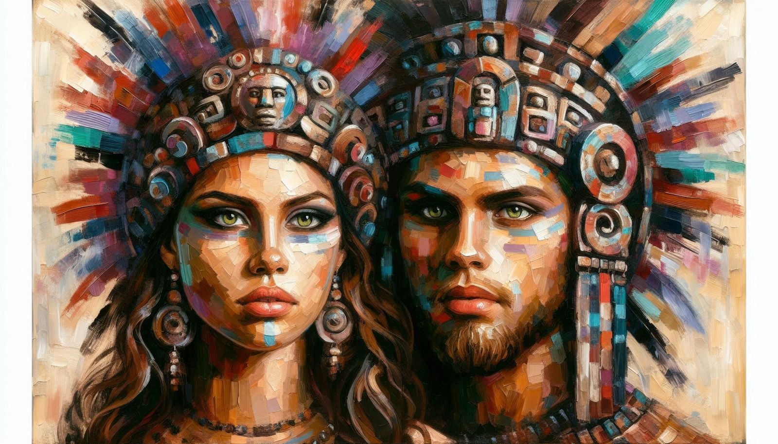 Pastose Acrylmalerei mit einem Maya-Paar #6