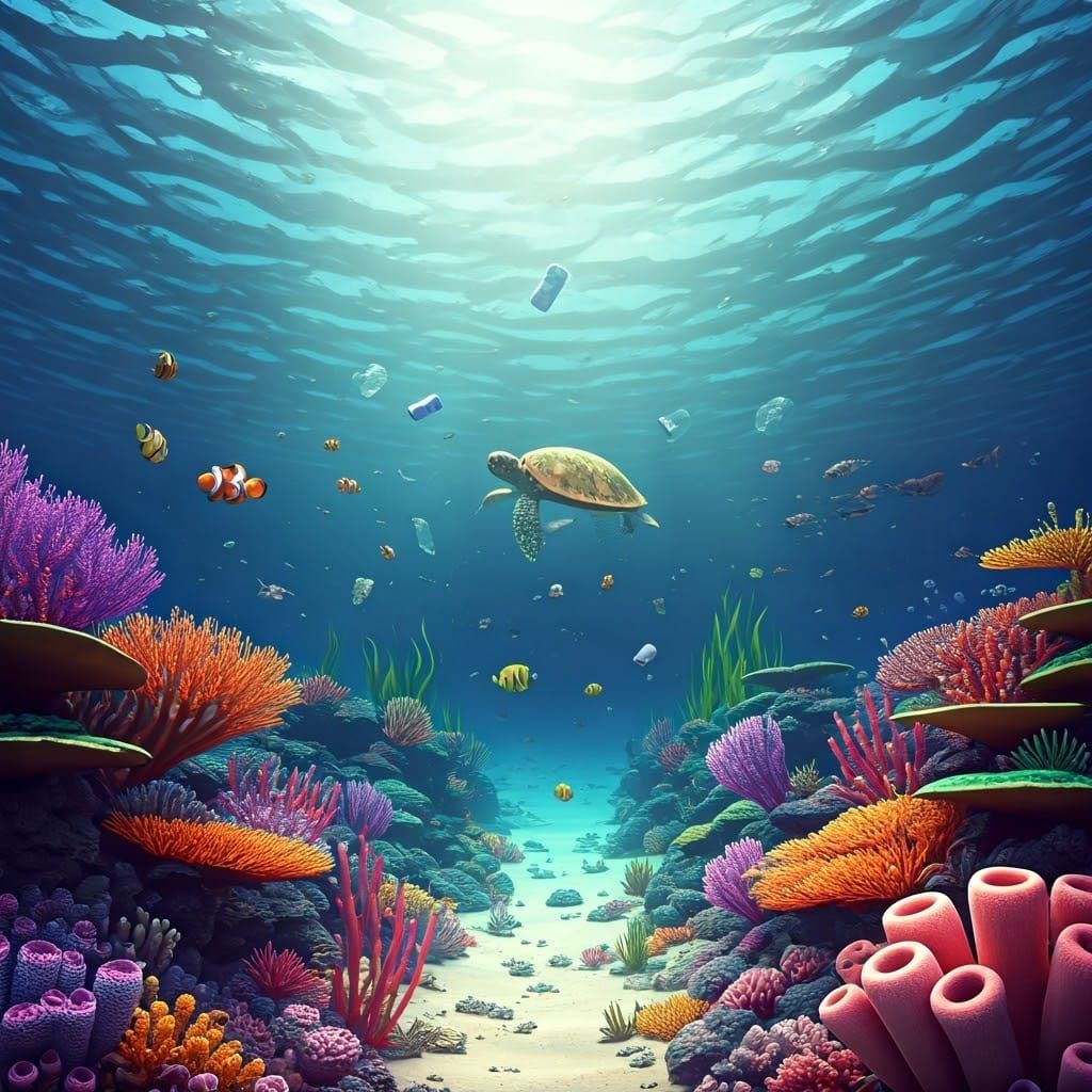 Ocean Pollution: A Vibrant Digital Rendering
