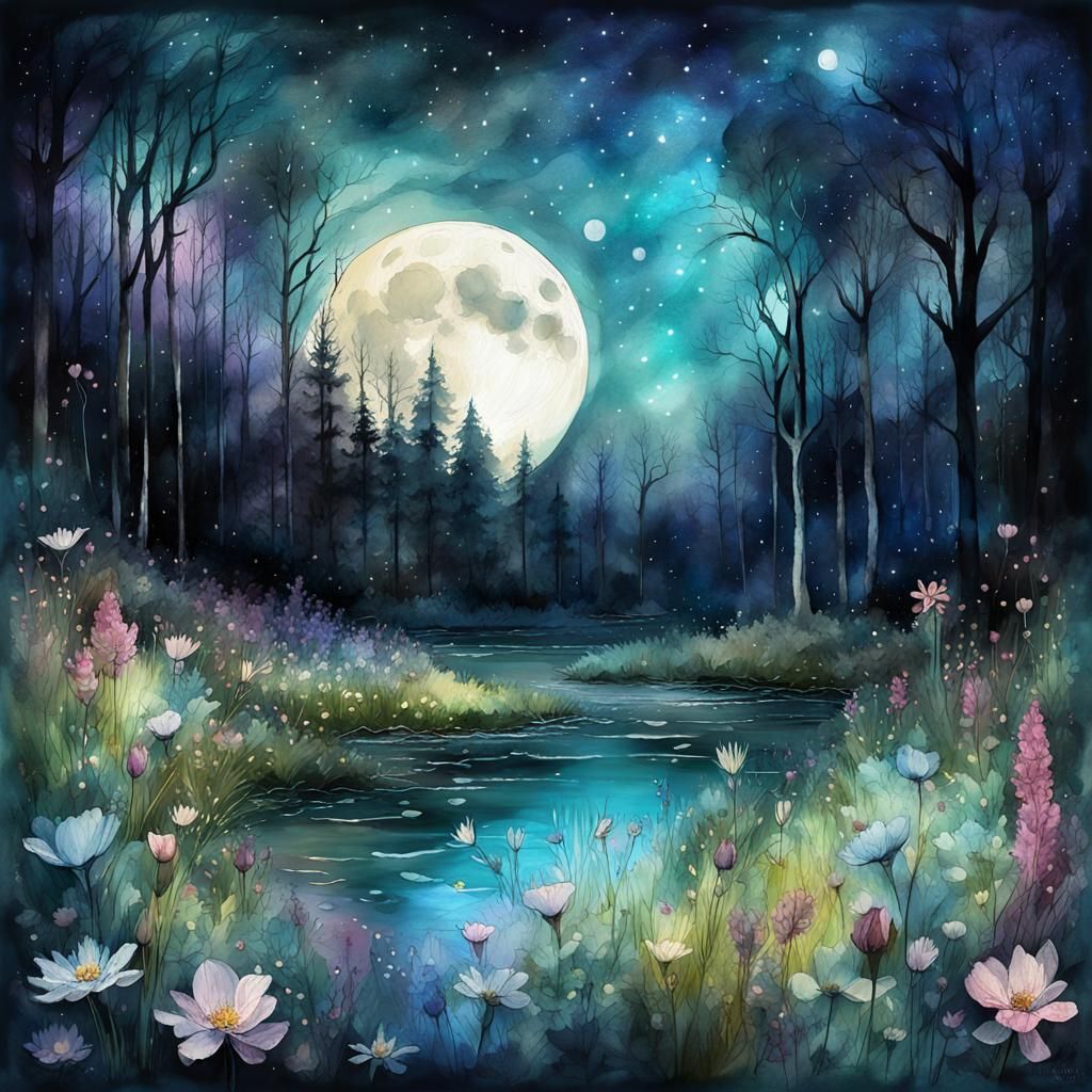 Moonlit Meadow  by @vines