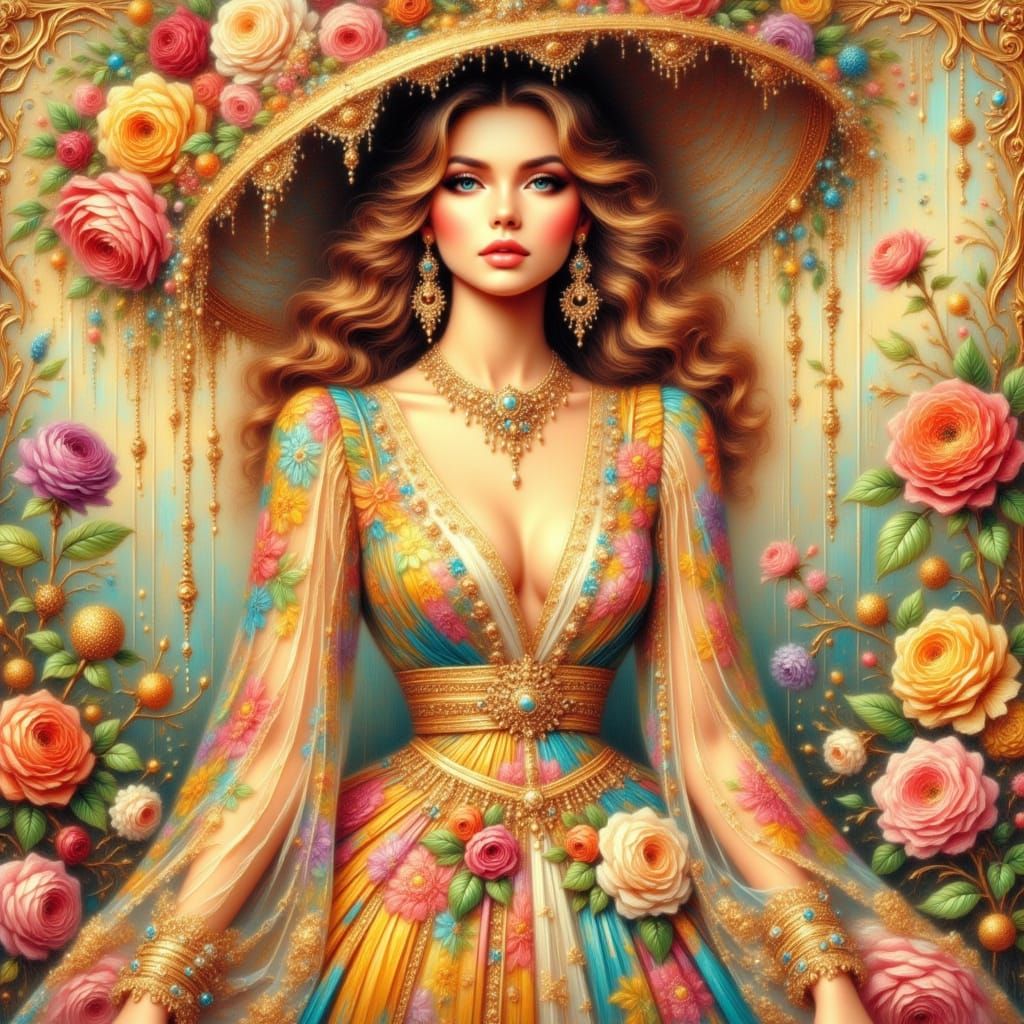 1970s Fashion Magazine Cover with Elegant Model