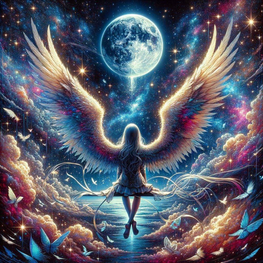 Girl with angel wings