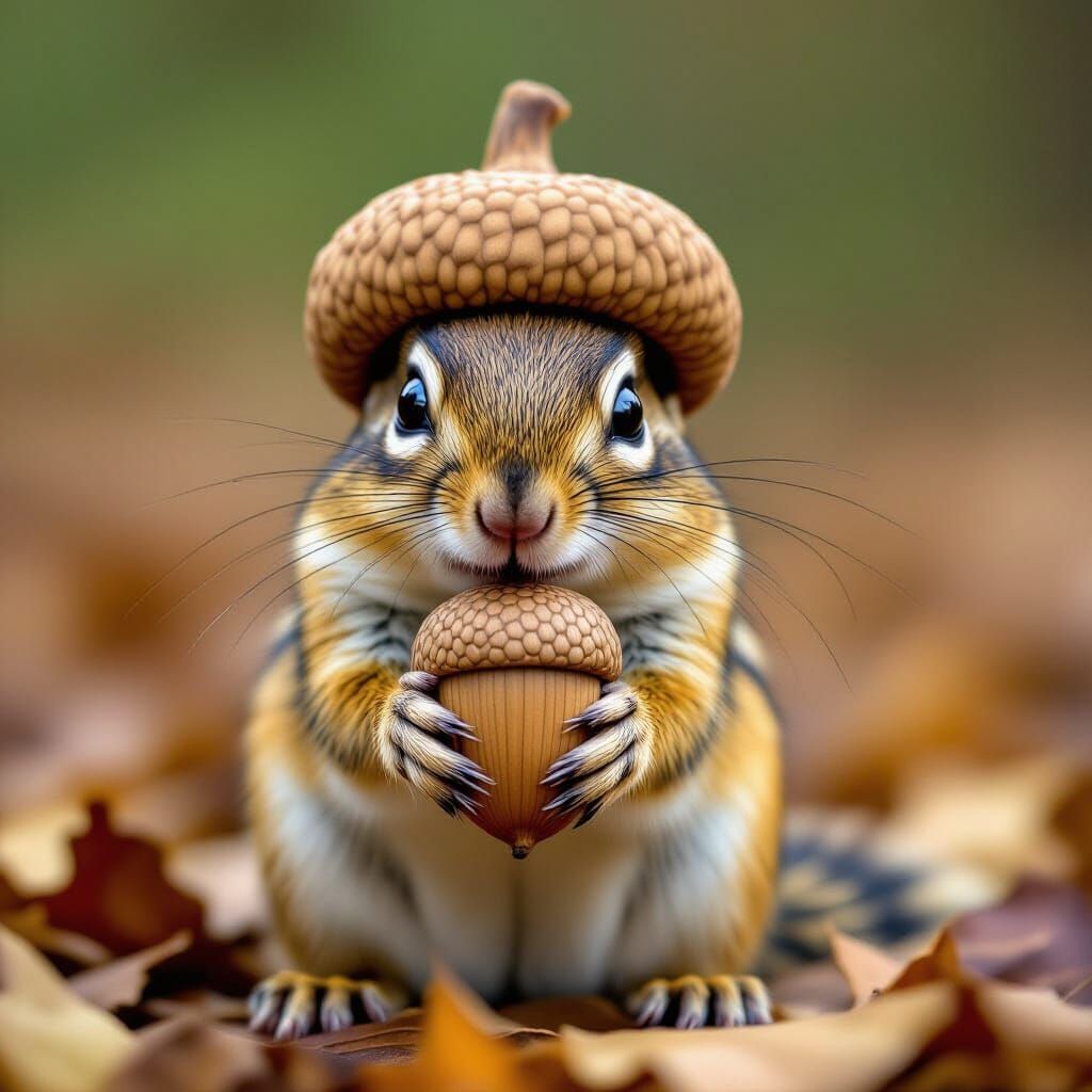 A chipmunk and his acorn hat  by @Virginia Allain