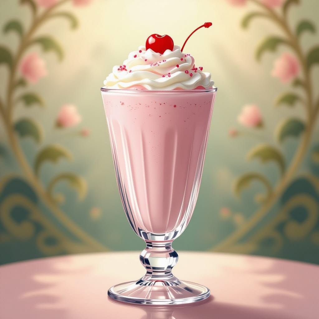 Elegant Pink Shake in Art Nouveau Style