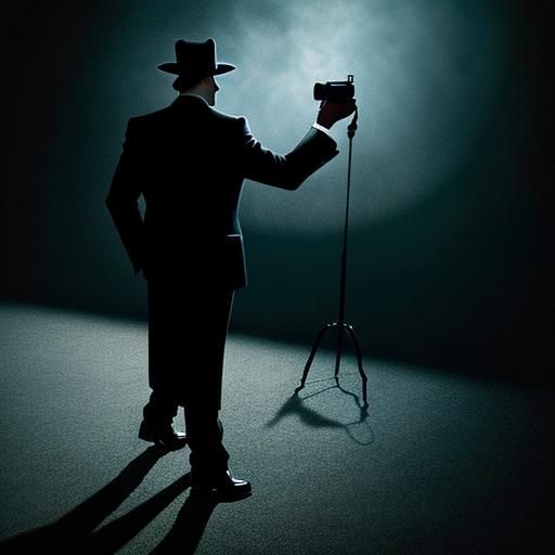 Private detective in the shadows,  watching, Mysterious shad...
