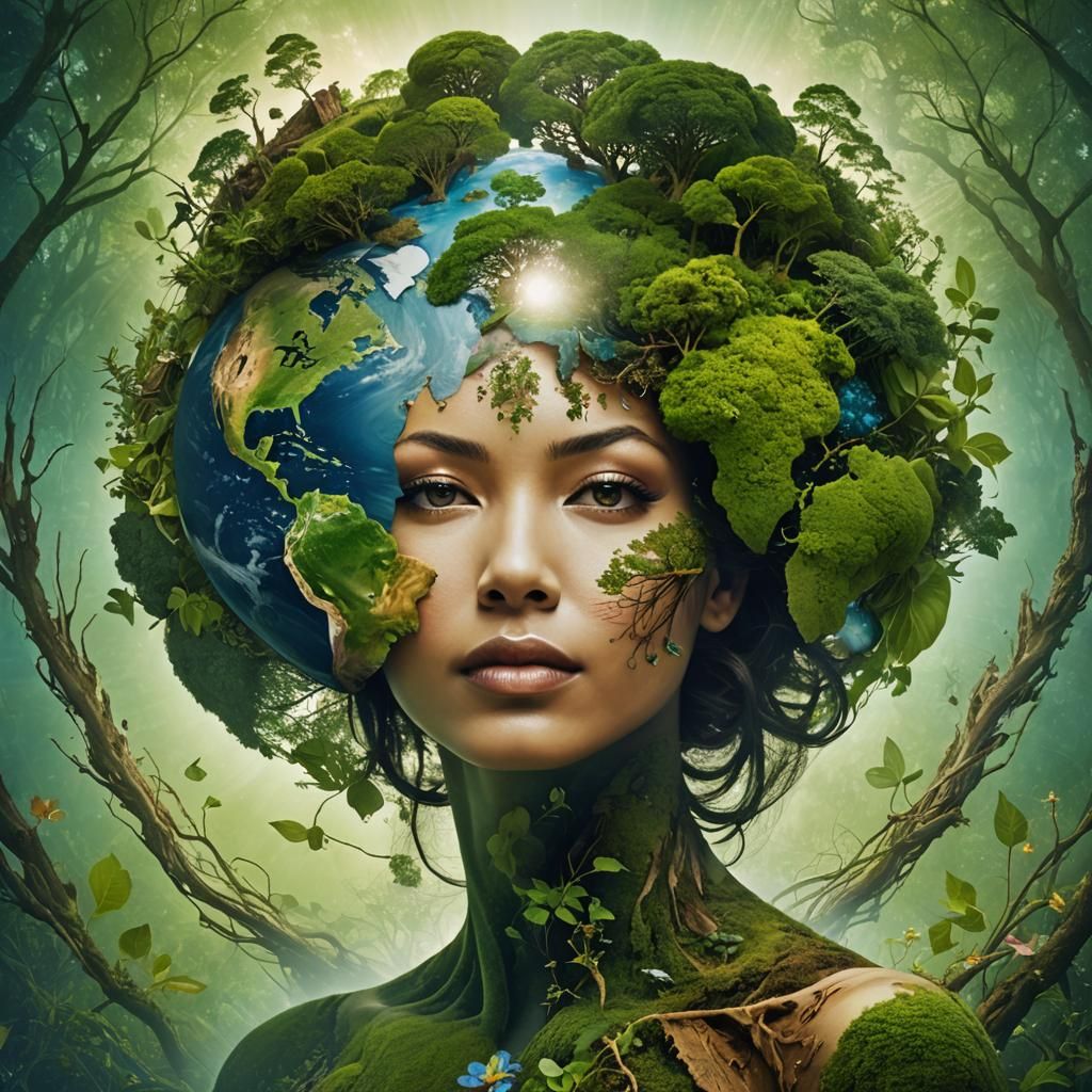 Earth Day, the planet earth, Mother nature, Gaia, transcendent, double ...