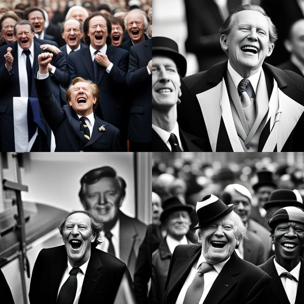 A man screams with laughter at the funeral of Margaret thatc...