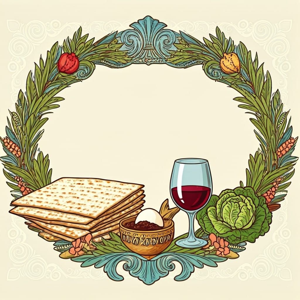 Traditional Jewish Holiday Postcard in Art Nouveau Style