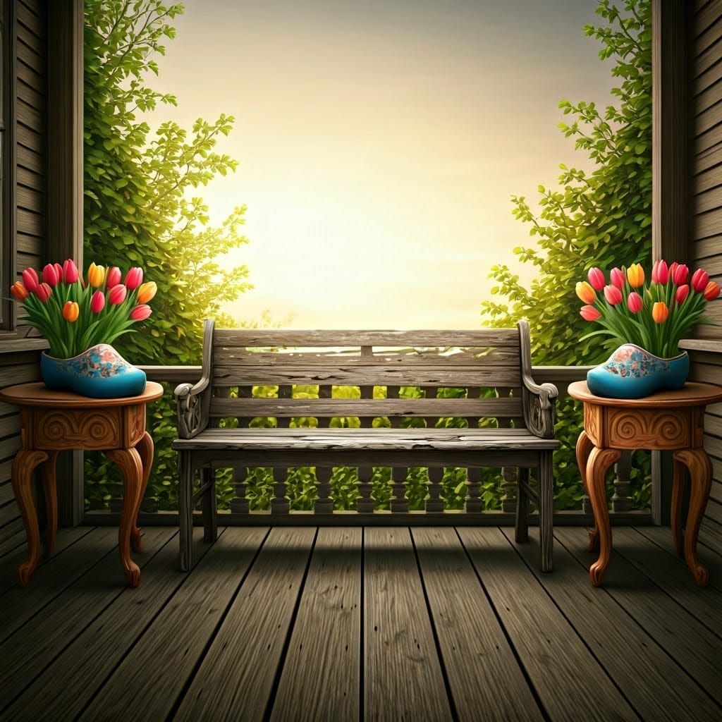 Add a cat sitting on the bench trying to catch a butterfly 