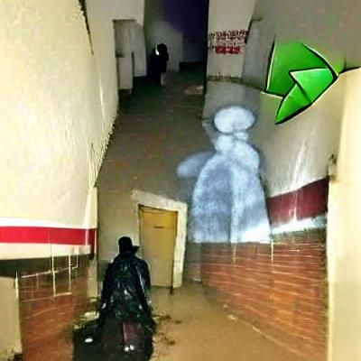 Shadow man lurks in an abandoned hallway