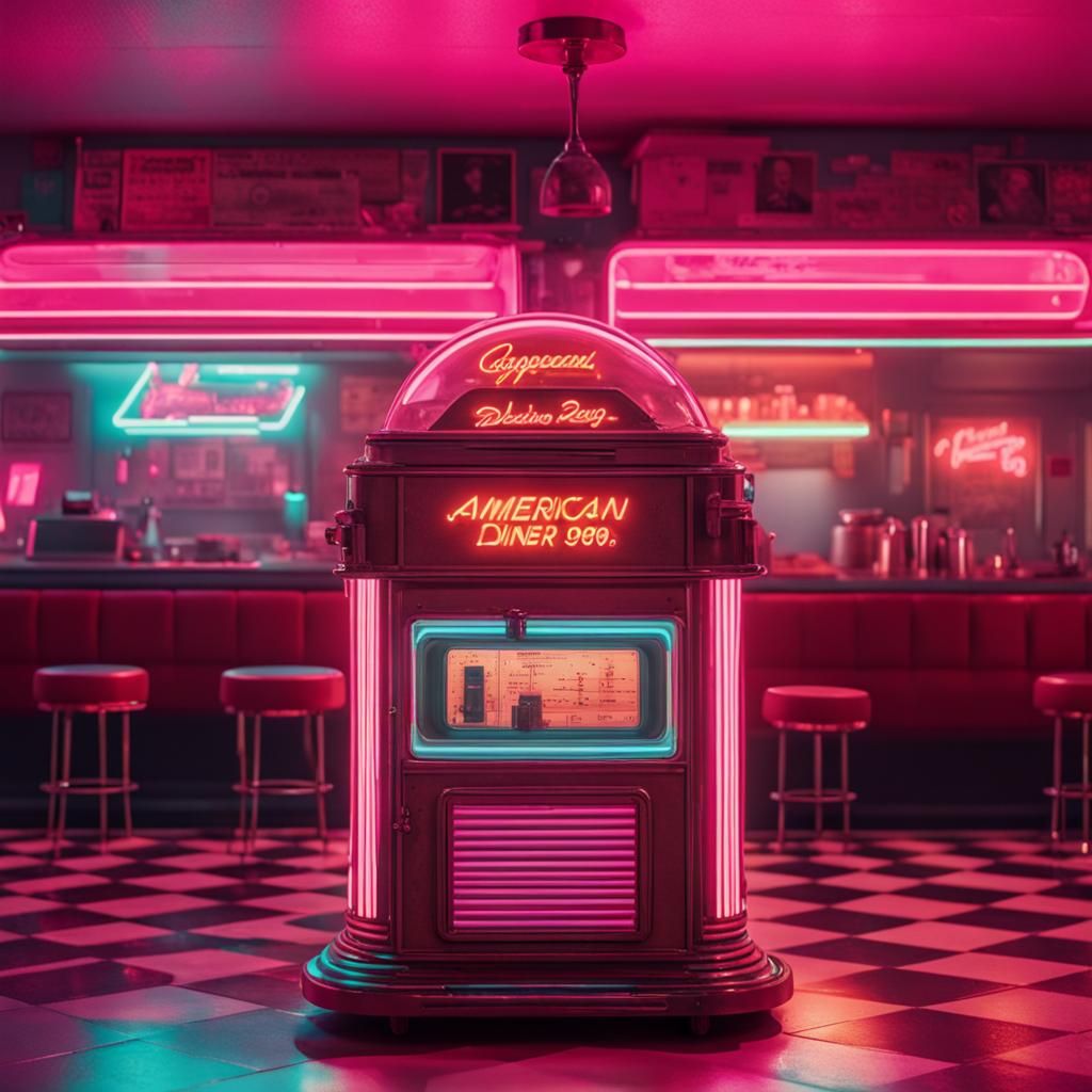 Vintage music Box in an American Diner  by @ScaredLittleCreative