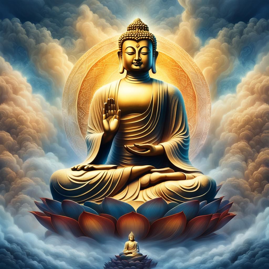 Sakyamuni Buddha in Lotus Position: Fantasy Concept Art