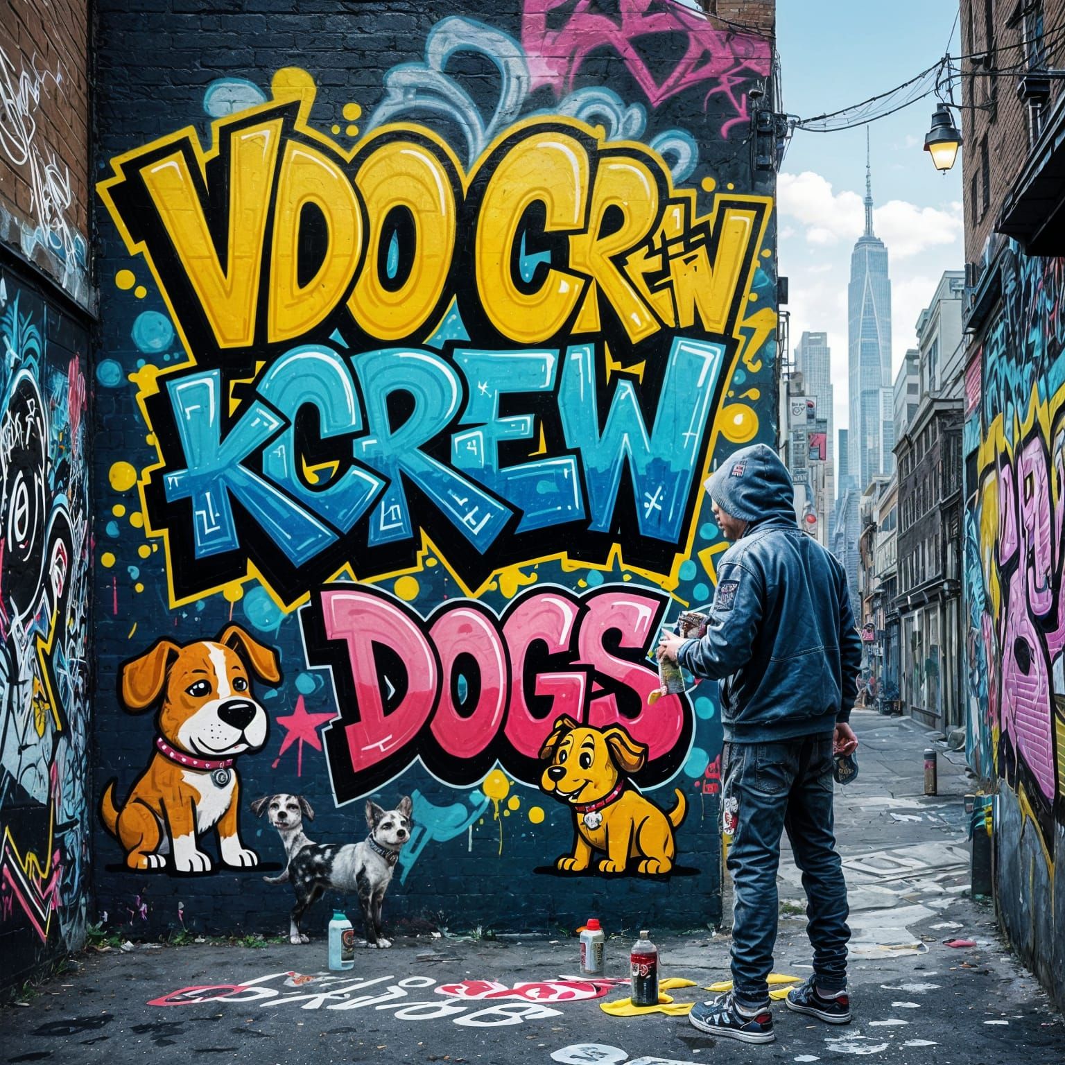 Here’s a text prompt for an image related to graffiti featuring the artist JORA behind the "VDO Crew" tag and "K Dogs":

---

**Image Prompt...