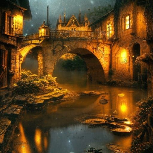 Night in a very old town  by @PogAI