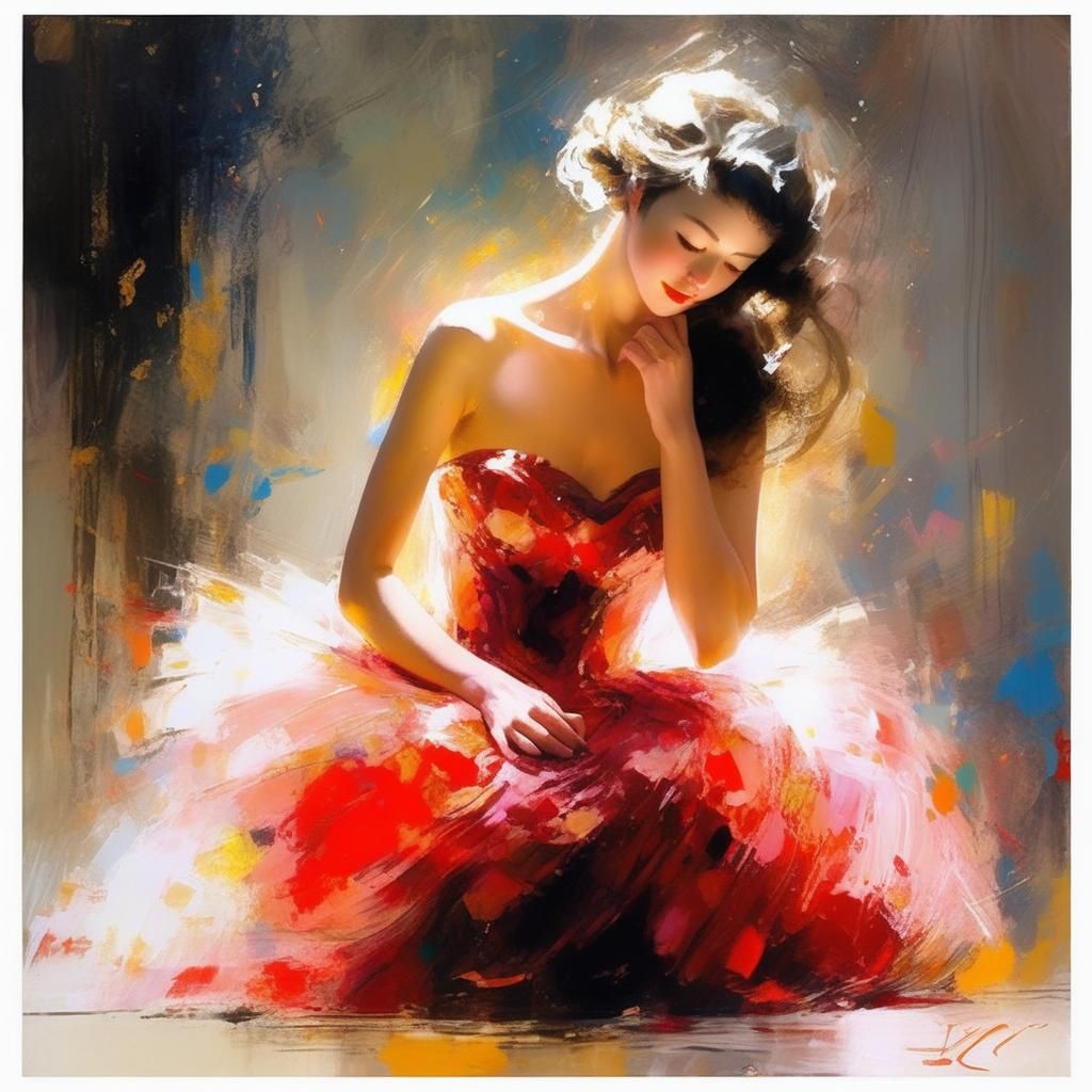 Glowing Ball Gown Lady with Celestial Hair