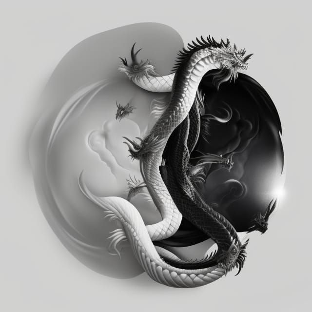 Black & White Dragon Yin & Yang