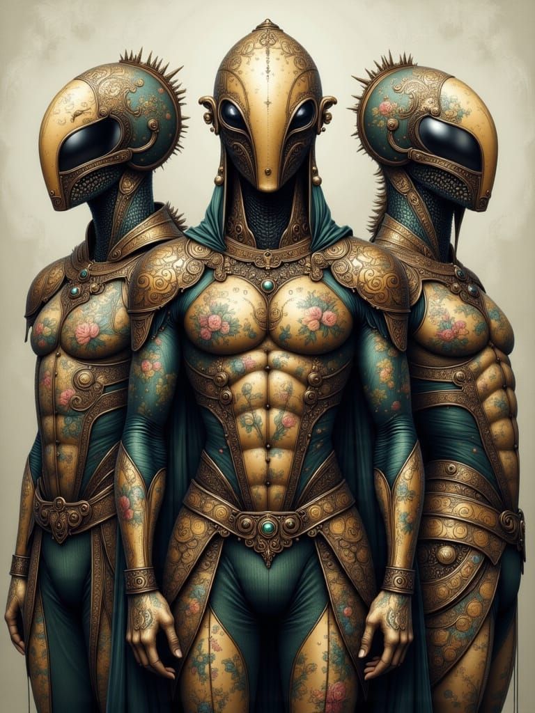 Tattooed Alien Fighters from Lagos in Anime Style