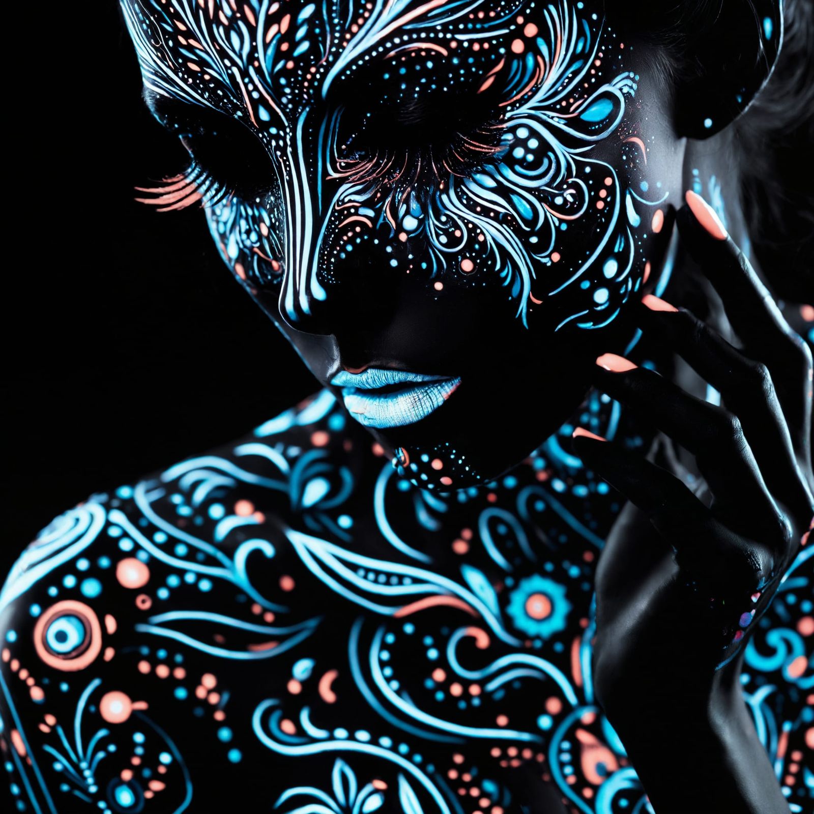 Breathtaking, fluorescent body painting