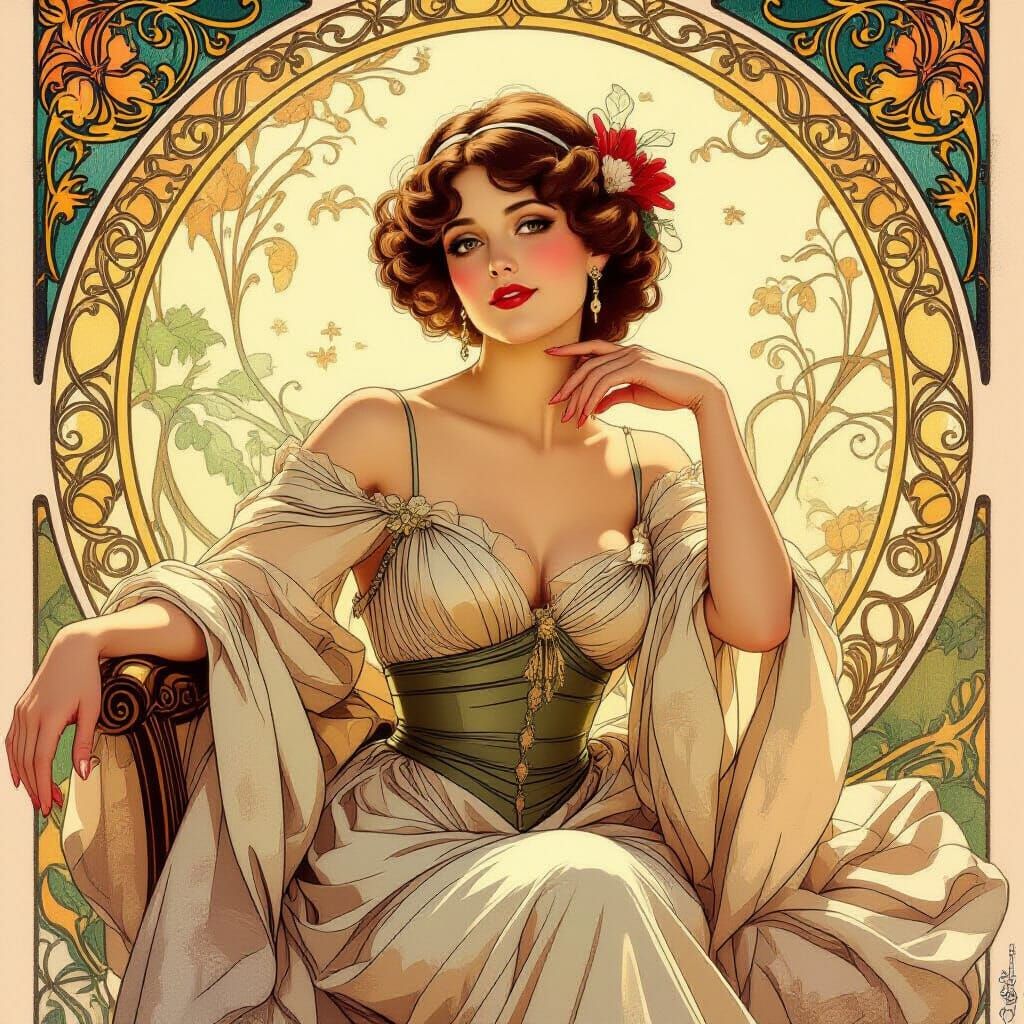 Elegant Woman in Romantic Art Style