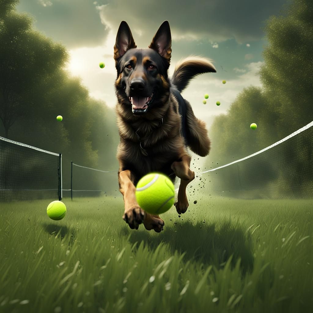 German shepherd tennis ball hotsell