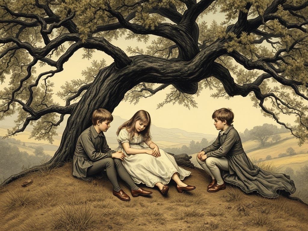 Children resting under a large oak tree. 4 likes.  by @AVA