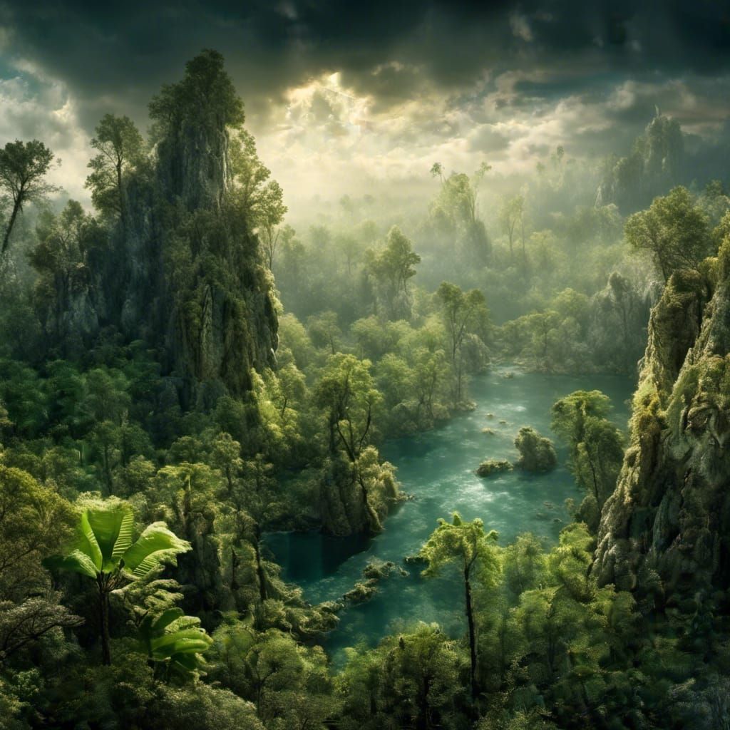 Jungle Landscape photography, by Max Rive, <lora:tdrawCoLa:0.5>
