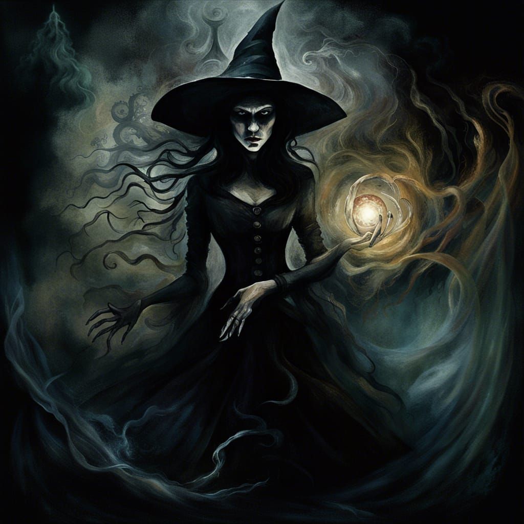 A malevolent witch casting sinister spells - AI Generated Artwork ...