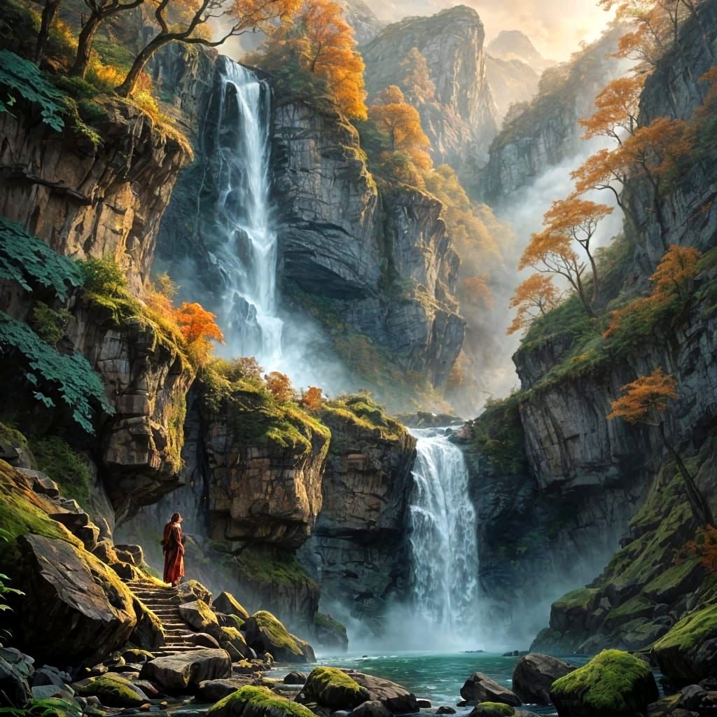 Waterfall in autumn  by @ThomasG