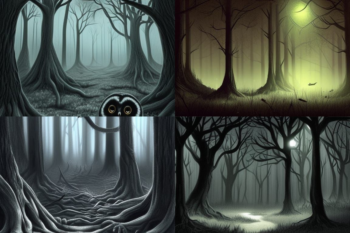 creepy forest at night