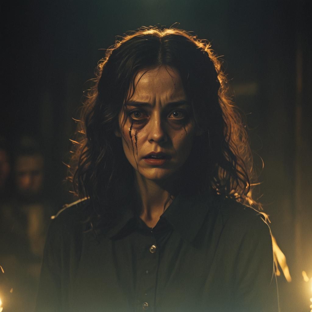 Ominous Cinematic Film Still of Intense Characters