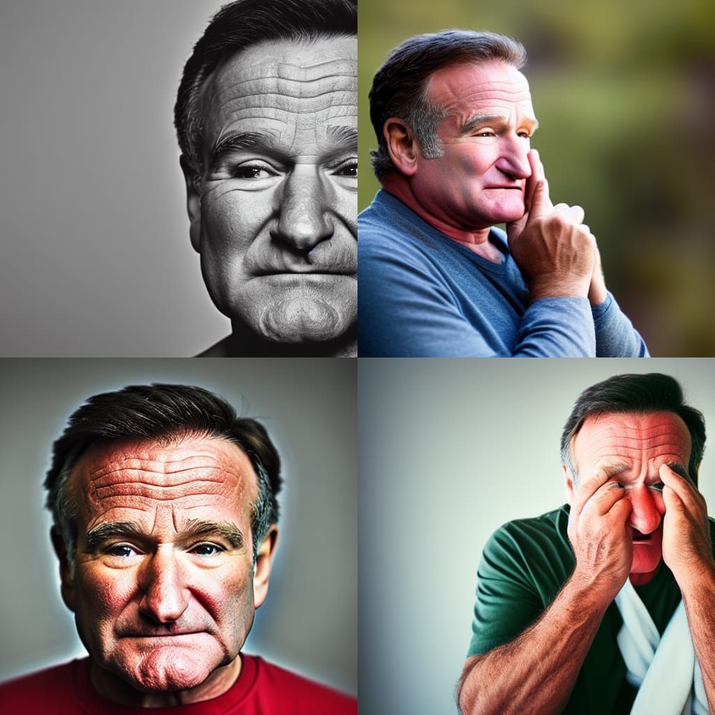 Robin Williams crying - AI Generated Artwork - NightCafe Creator