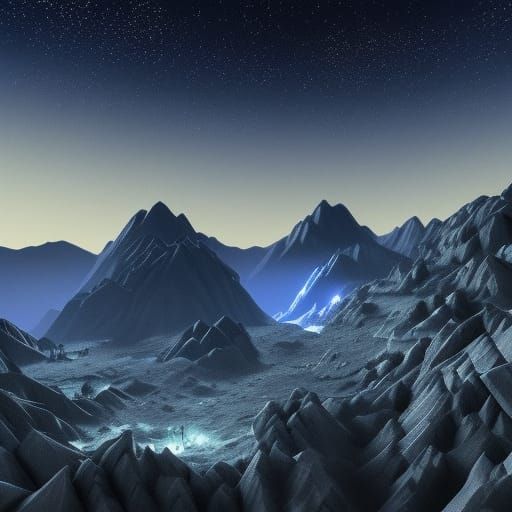 beautiful dark blue night sky with many stars, in a landscap...