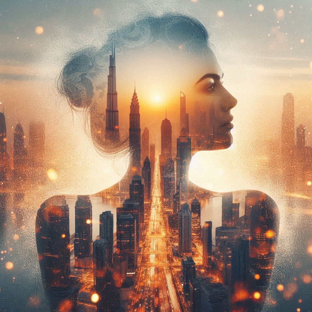 double exposure beautiful fantasy portrait landscape..