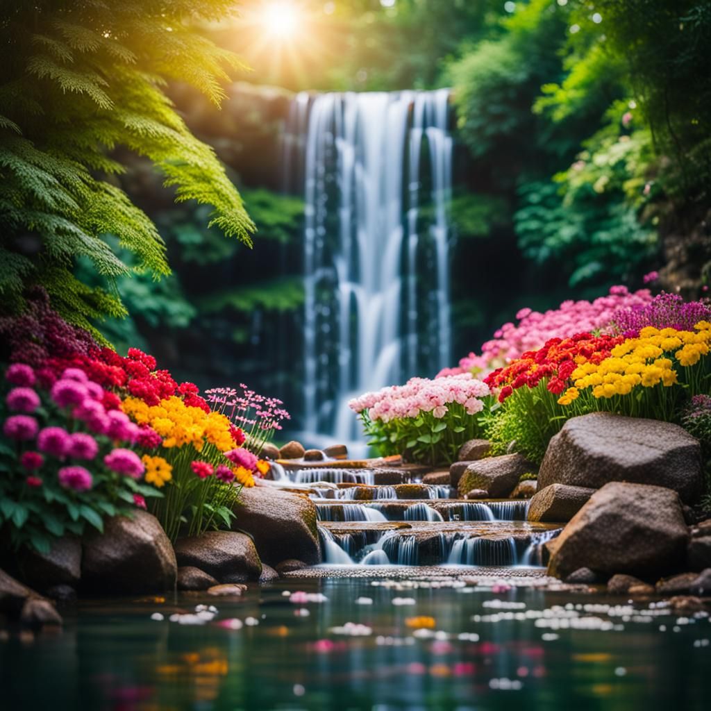 Flower waterfall with different colors  by @blagoi