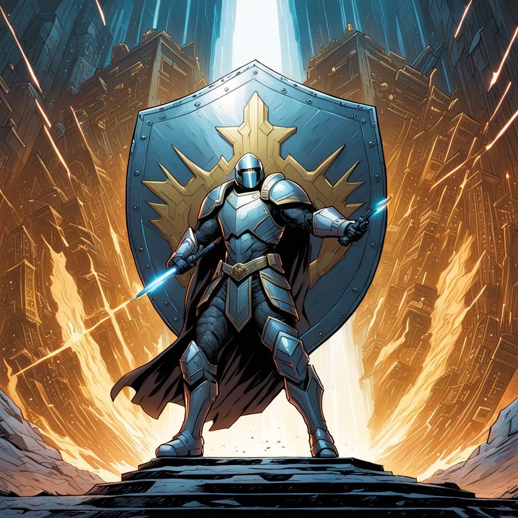 Futuristic Paladin shield bearer