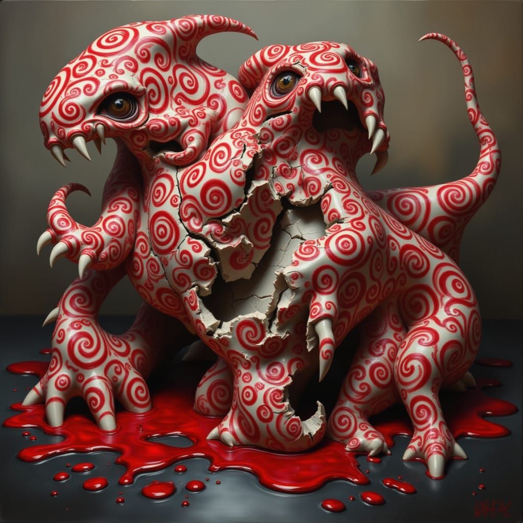 <lora:CRACKED PORCELAIN:1.0>  Red rose