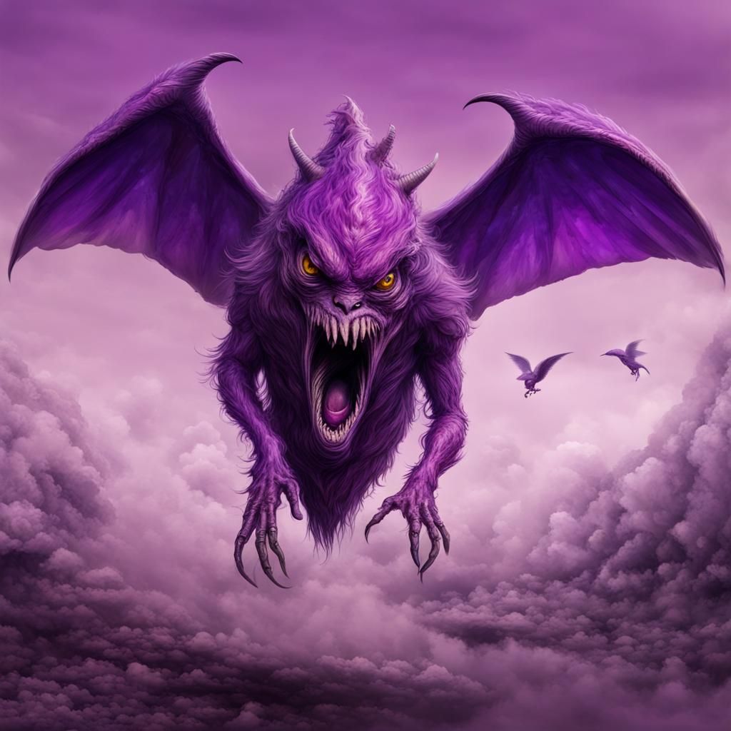 One eyed one horn flying purple people eater. 8K resolution mixed media