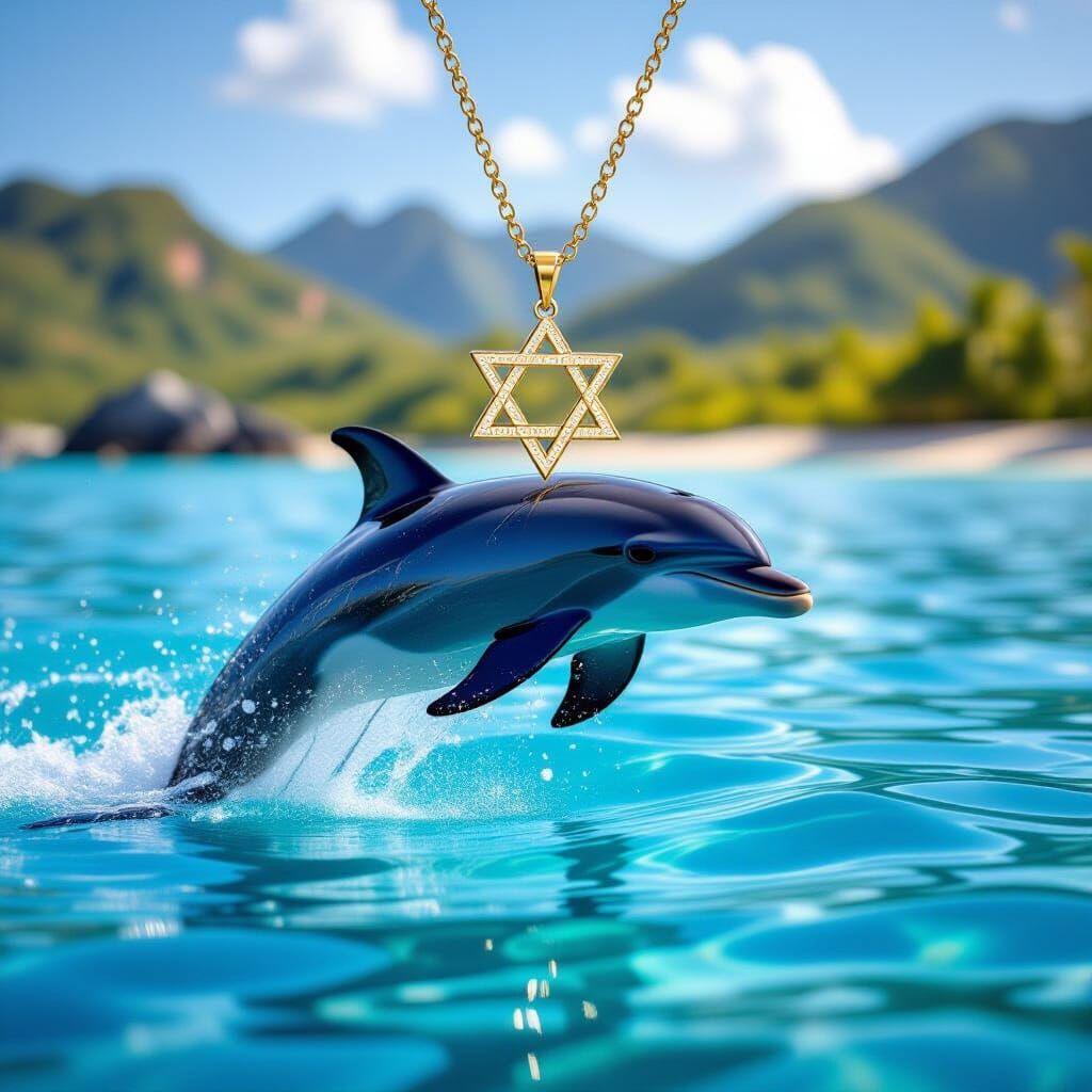 Vibrant Dolphin Leaping in Crystal Waters with Bokeh Effect