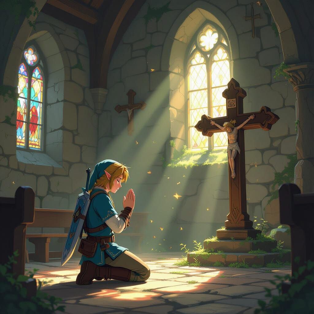 Link decides to ask God for help for his upcoming battle