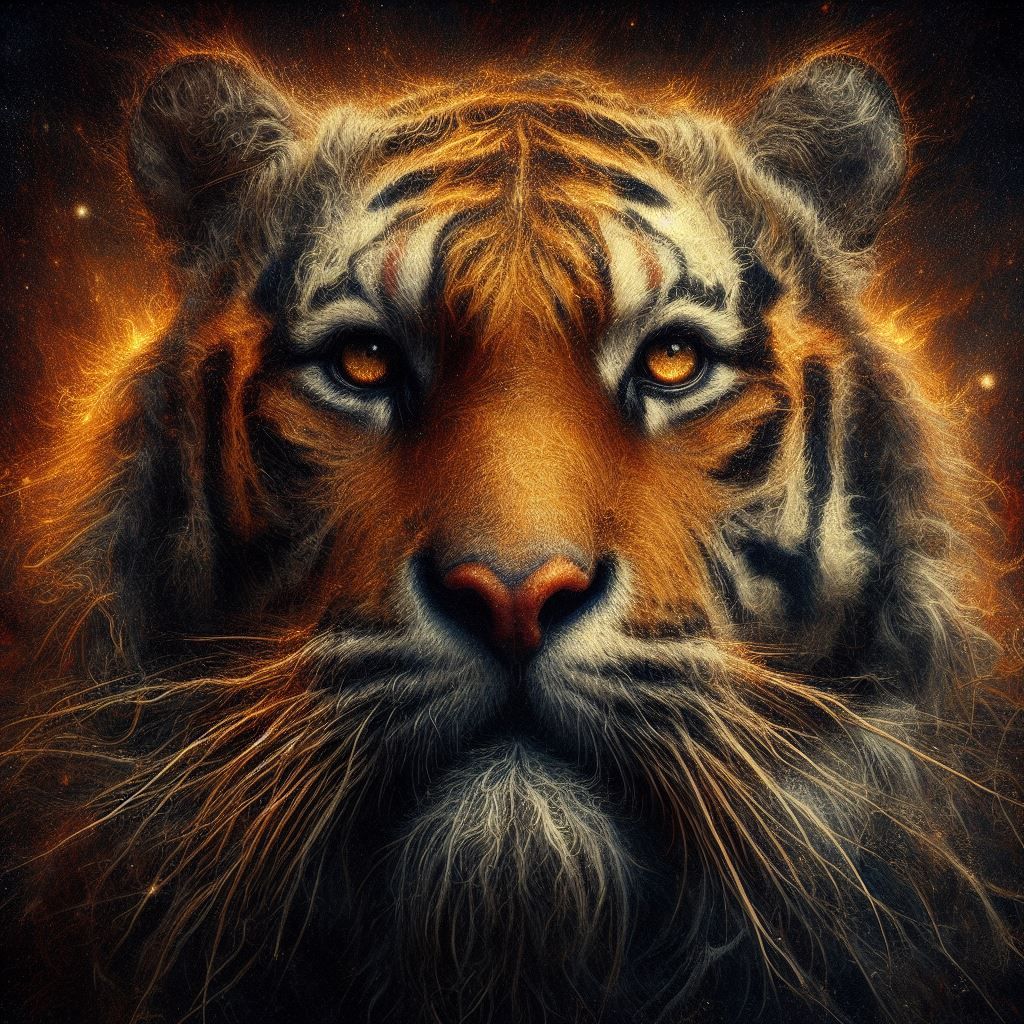 Tiger, tiger, burning bright, in the shadows of the night