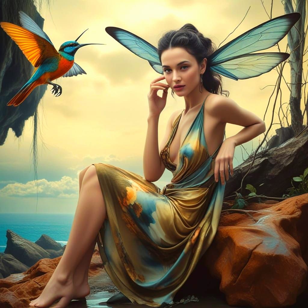 Portrait of a Happy 45-Year-Old Woman in Photorealistic Styl...