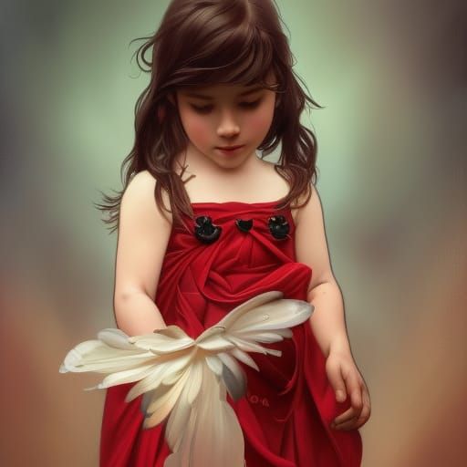 Toddler Portrait in Hyperdetailed Art Nouveau Style